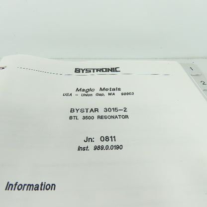 Bystronic Bystar 3015 Laser Operators Manual
