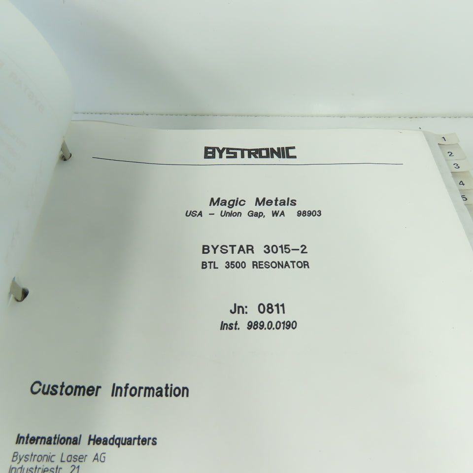 Bystronic Bystar 3015 Laser Electrical Schematics
