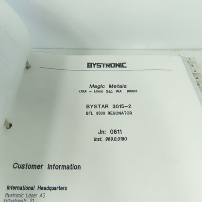 Bystronic Bystar 3015 Laser Electrical Schematics