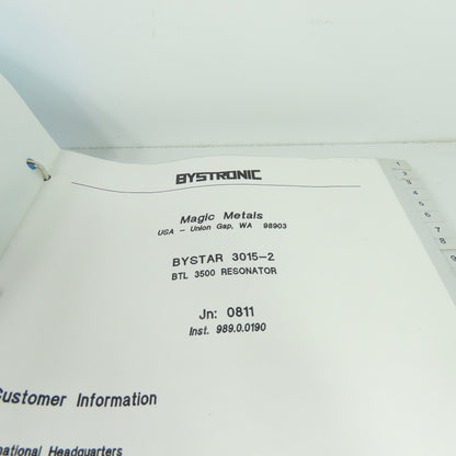 Bystronic Bystar 3015 Laser Machine Diagrams
