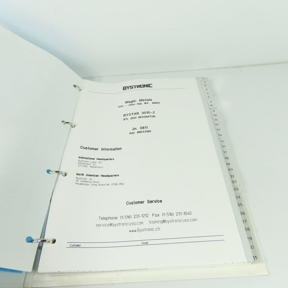 Bystronic Bystar 3015 Laser Machine Diagrams