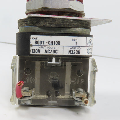 Allen Bradley 800T-QH10R Ser T Red Indicator Pilot Light 30mm 120V AC/DC
