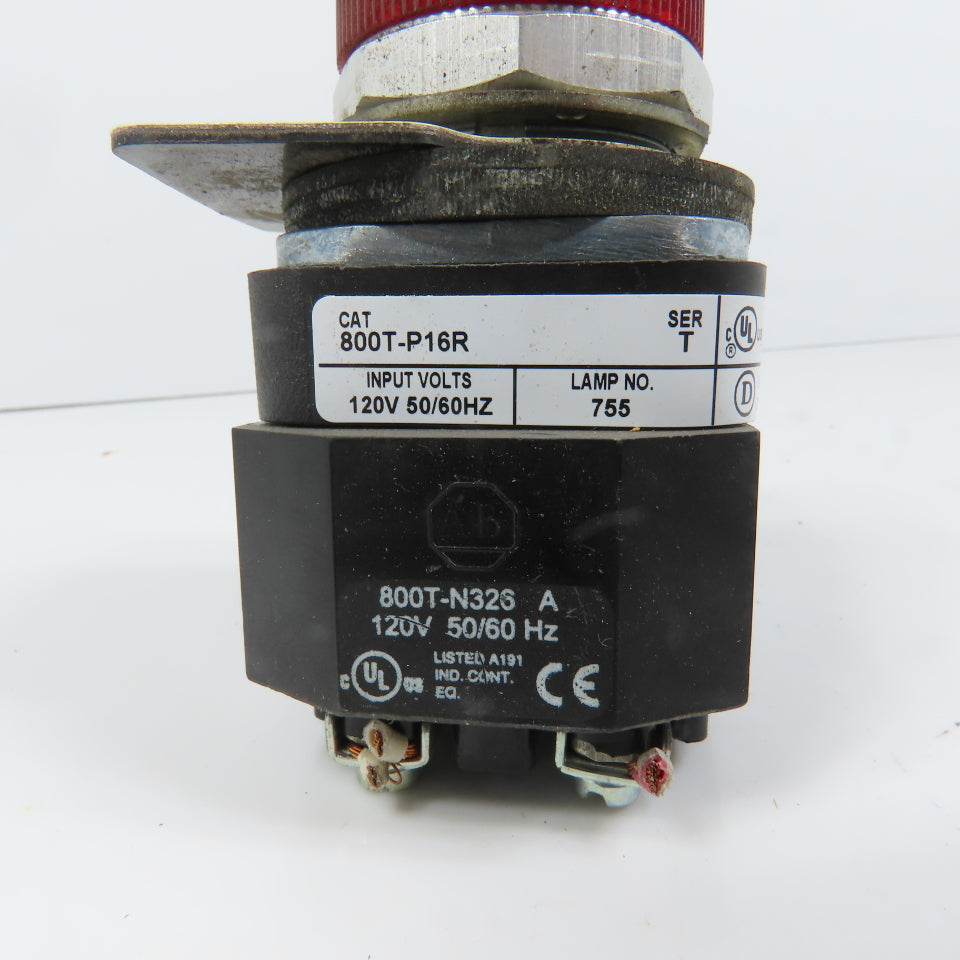 Allen Bradley 800T-P16R Ser T Red Indicator Pilot Light 30mm 120V