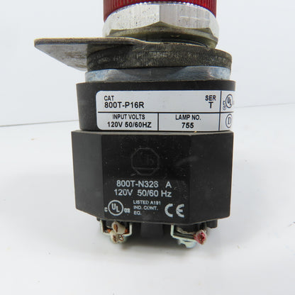 Allen Bradley 800T-P16R Ser T Red Indicator Pilot Light 30mm 120V