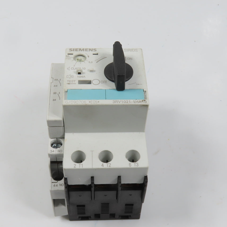 Siemens 3RV1021-1HA10 Sirius Circuit Breaker / Motor Protector 5.5-8 Amp