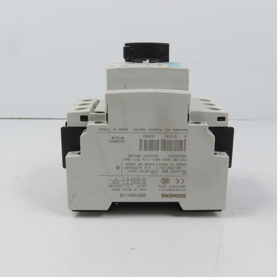 Siemens 3RV1021-4AA10 Sirius Circuit Breaker / Motor Protector 11-16 Amp W/ Aux