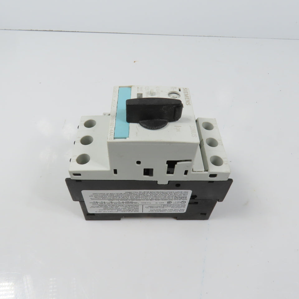 Siemens 3RV1021-4AA10 Sirius Circuit Breaker / Motor Protector 11-16 Amp W/ Aux