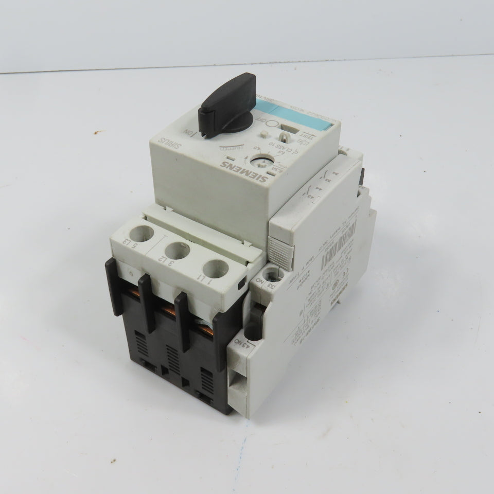 Siemens 3RV1021-1GA10 Sirius Circuit Breaker / Motor Protector 4.5-6.3 Amp W/Aux