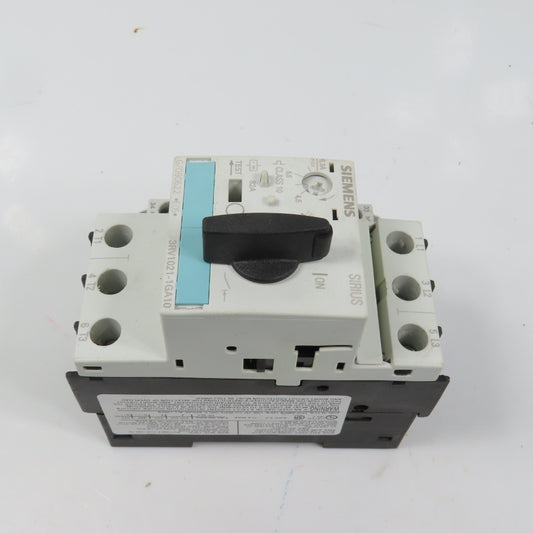 Siemens 3RV1021-1GA10 Sirius Circuit Breaker / Motor Protector 4.5-6.3 Amp W/Aux