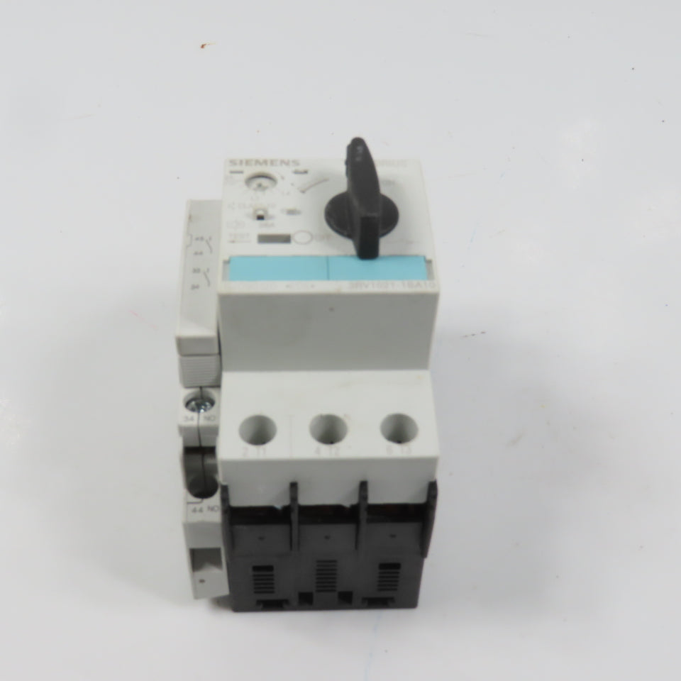 Siemens 3RV1021-1BA10 Sirius Circuit Breaker / Motor Protector 1.4-2 Amp W/Aux