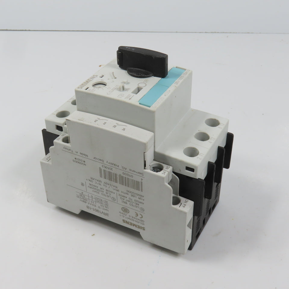 Siemens 3RV1021-1BA10 Sirius Circuit Breaker / Motor Protector 1.4-2 Amp W/Aux