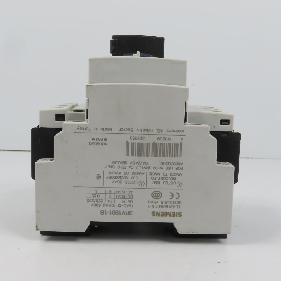 Siemens 3RV1021-1BA10 Sirius Circuit Breaker / Motor Protector 1.4-2 Amp W/Aux