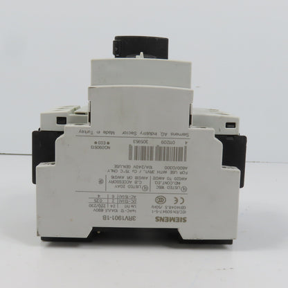 Siemens 3RV1021-1BA10 Sirius Circuit Breaker / Motor Protector 1.4-2 Amp W/Aux