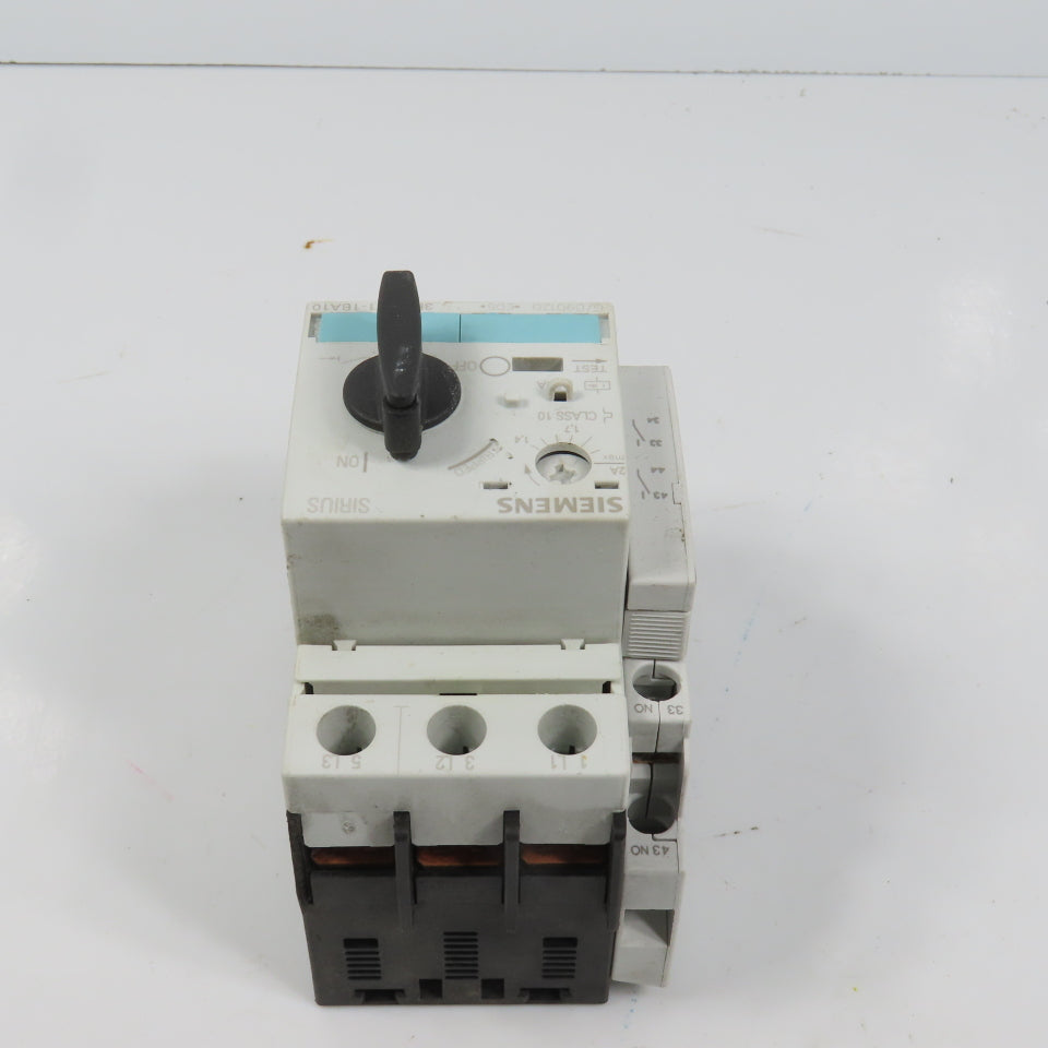 Siemens 3RV1021-1BA10 Sirius Circuit Breaker / Motor Protector 1.4-2 Amp W/Aux