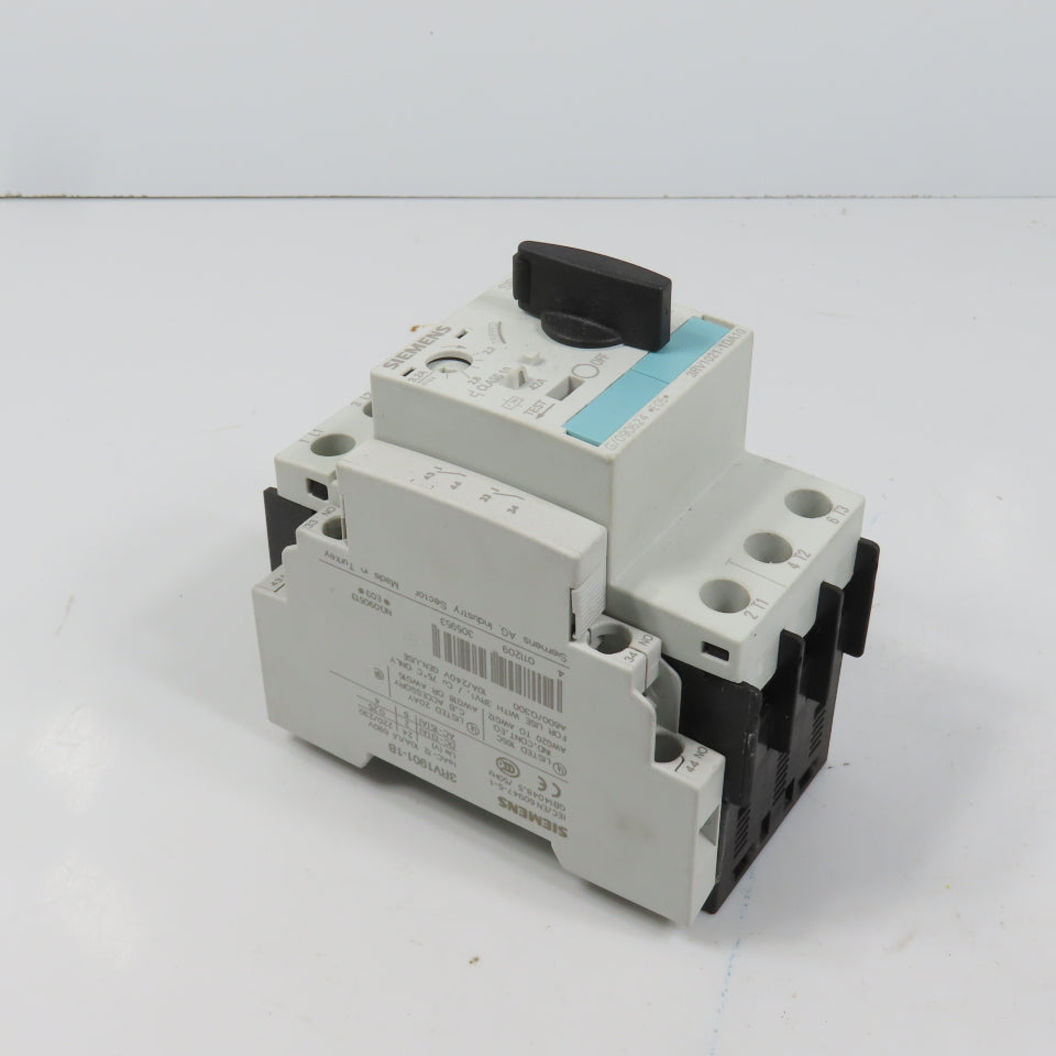 Siemens 3RV1021-1DA10 Sirius Circuit Breaker / Motor Protector 2.2-3.2 Amp W/Aux