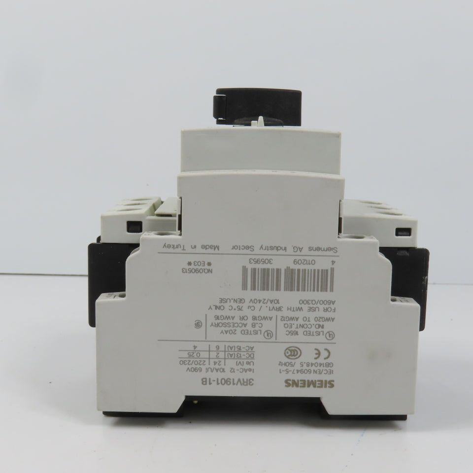 Siemens 3RV1021-1DA10 Sirius Circuit Breaker / Motor Protector 2.2-3.2 Amp W/Aux