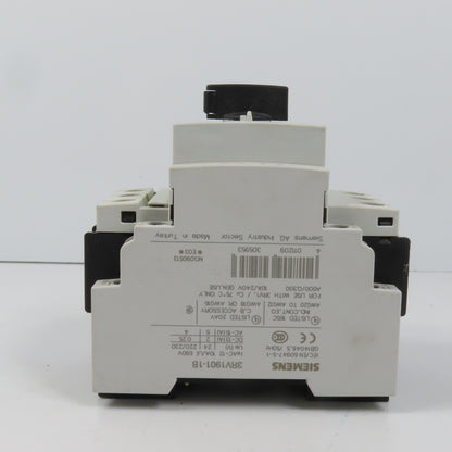 Siemens 3RV1021-1DA10 Sirius Circuit Breaker / Motor Protector 2.2-3.2 Amp W/Aux