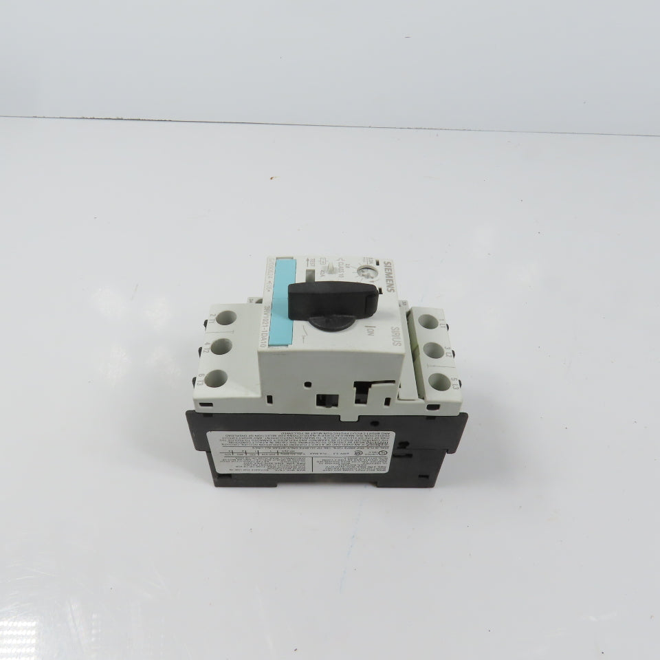 Siemens 3RV1021-1DA10 Sirius Circuit Breaker / Motor Protector 2.2-3.2 Amp W/Aux