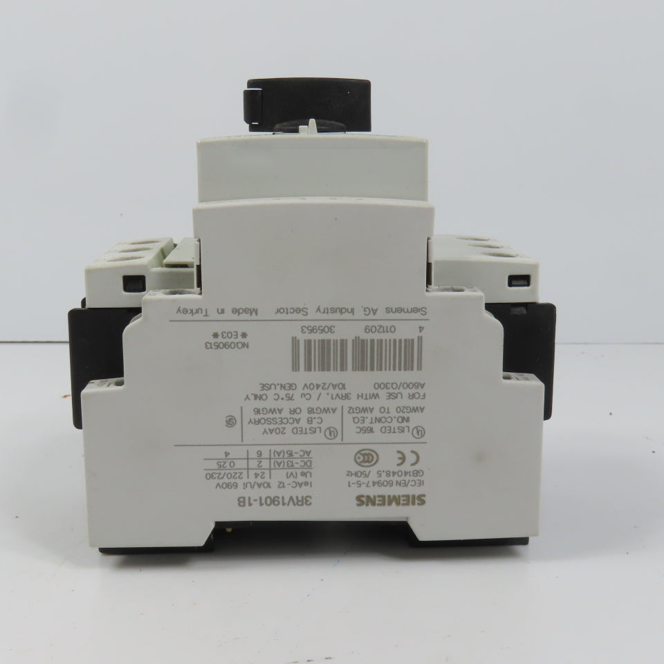 Siemens 3RV1021-1EA10 Sirius Circuit Breaker / Motor Protector 2.8-4 Amp W/ Aux