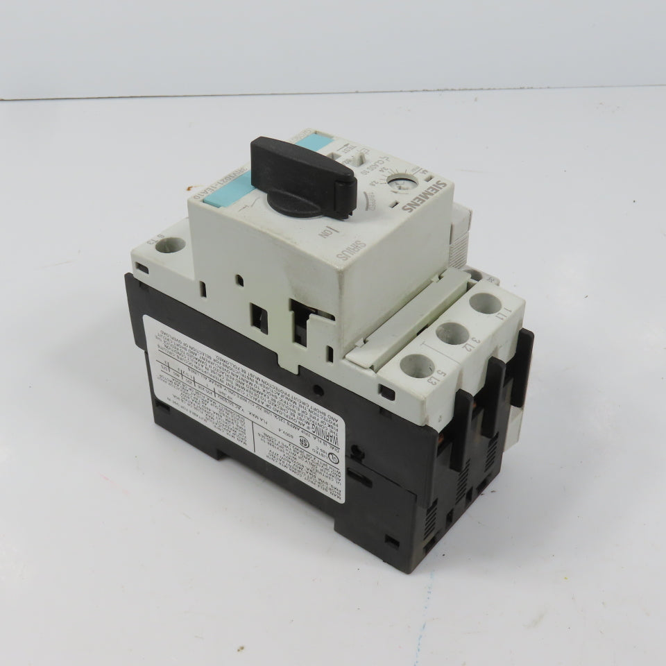 Siemens 3RV1021-1EA10 Sirius Circuit Breaker / Motor Protector 2.8-4 Amp W/ Aux