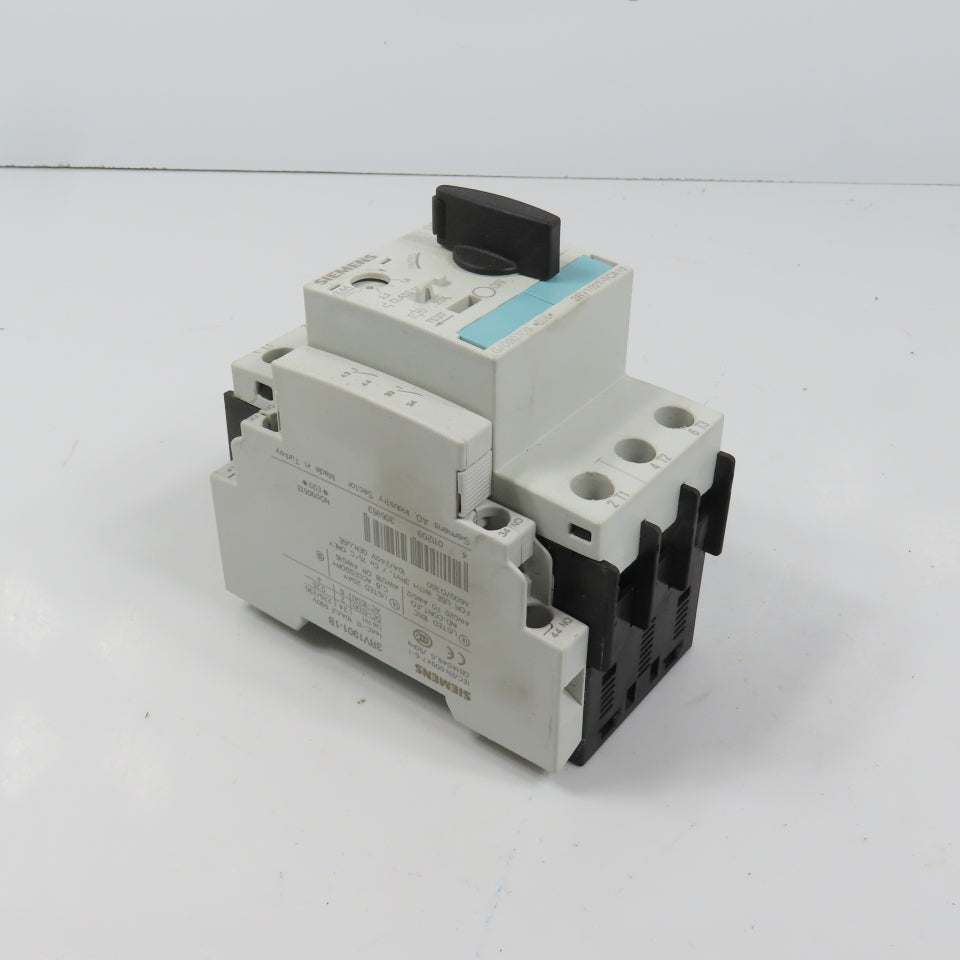 Siemens 3RV1021-1CA10 Sirius Circuit Breaker / Motor Protector 1.8-2.5 Amp W/Aux
