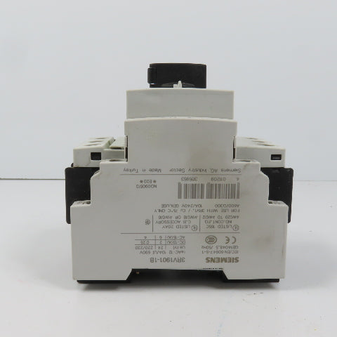 Siemens 3RV1021-1CA10 Sirius Circuit Breaker / Motor Protector 1.8-2.5 Amp W/Aux