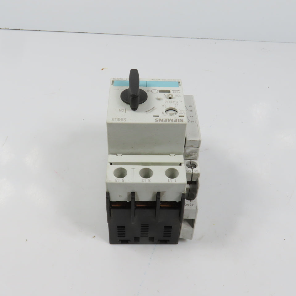 Siemens 3RV1021-1CA10 Sirius Circuit Breaker / Motor Protector 1.8-2.5 Amp W/Aux