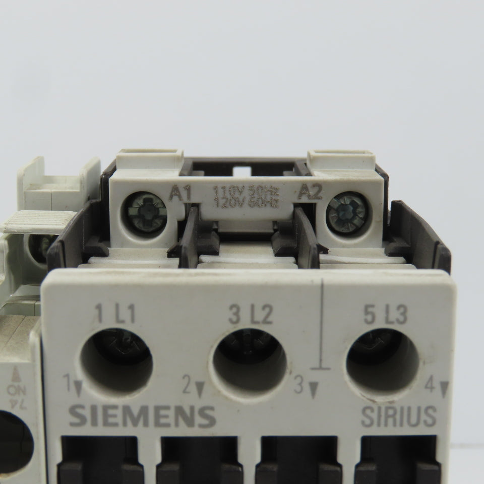 Siemens 3RT1023-1A Sirius 3-Pole Power Contactor 5HP 9A 120V Coil W/ Aux
