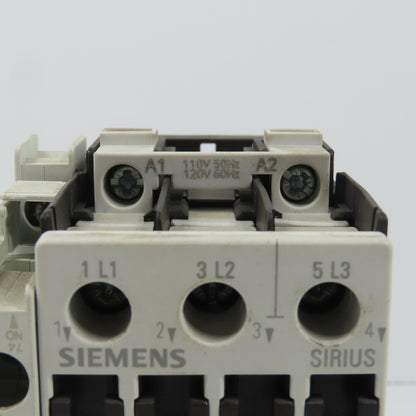 Siemens 3RT1023-1A Sirius 3-Pole Power Contactor 5HP 9A 120V Coil W/ Aux