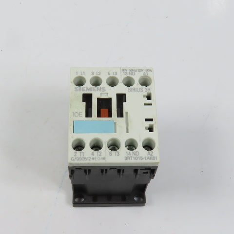 Siemens 3RT1015-1AK61 Sirius 3R Power Contactor 3HP 6A 120V Coil