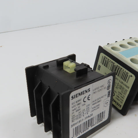 Siemens 3RH1911-1FA20 Auxiliary Contact Block Lot Of 4