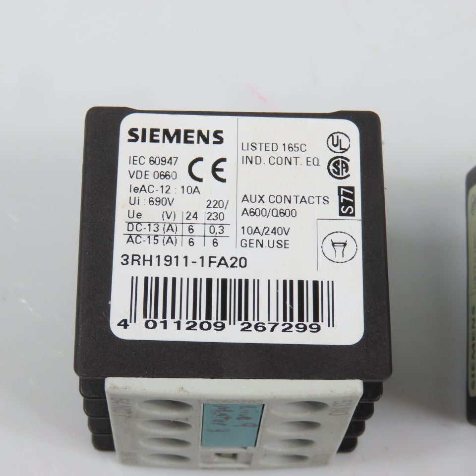 Siemens 3RH1911-1FA20 Auxiliary Contact Block Lot Of 4