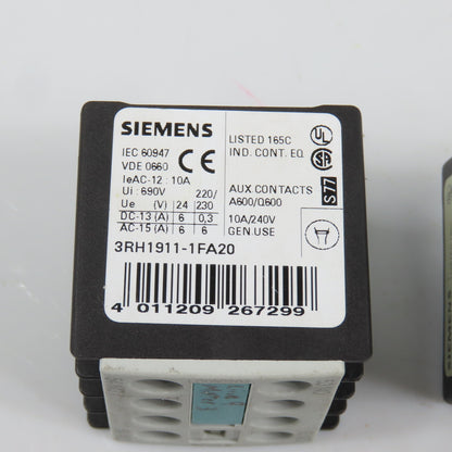 Siemens 3RH1911-1FA20 Auxiliary Contact Block Lot Of 4