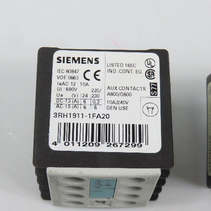 Siemens 3RH1911-1FA20 Auxiliary Contact Block Lot Of 4