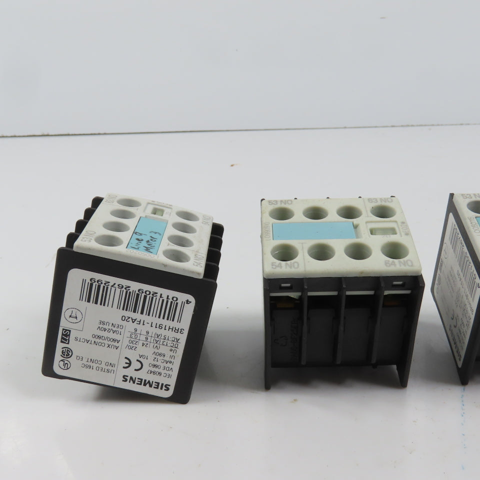 Siemens 3RH1911-1FA20 Auxiliary Contact Block Lot Of 4