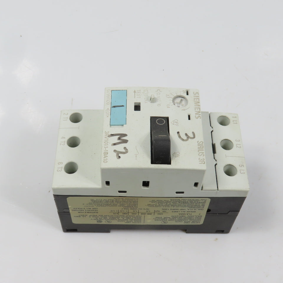Siemens 3RV1011-1BA10 Sirius 3R 1.4-2A Motor Protector Circuit Breaker 1-1/2HP