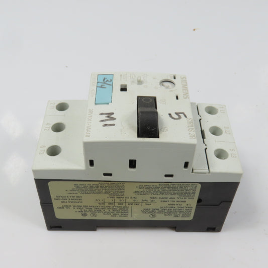 Siemens 3RV1011-1AA10 Sirius 3R 1.1-1.6A Motor Protector Circuit Breaker 1-1/2HP
