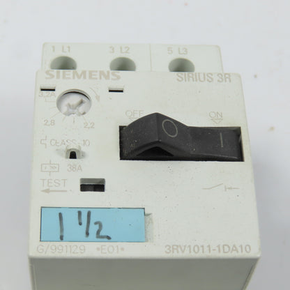 Siemens 3RV1011-1DA10 Sirius 3R 2.2-3.2A Motor Protector Circuit Breaker 3HP