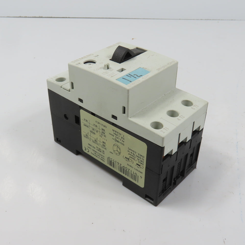 Siemens 3RV1011-1DA10 Sirius 3R 2.2-3.2A Motor Protector Circuit Breaker 3HP