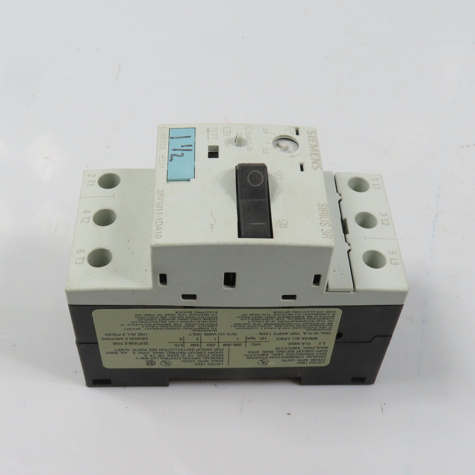 Siemens 3RV1011-1DA10 Sirius 3R 2.2-3.2A Motor Protector Circuit Breaker 3HP