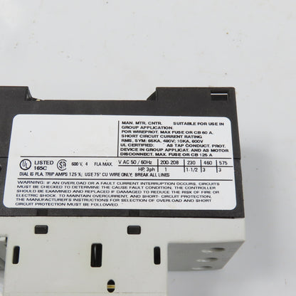 Siemens 3RV1011-1EA10 Sirius 3R 2.8-4A Motor Protector Circuit Breaker 3HP
