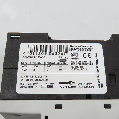 Siemens 3RV1011-1EA10 Sirius 3R 2.8-4A Motor Protector Circuit Breaker 3HP