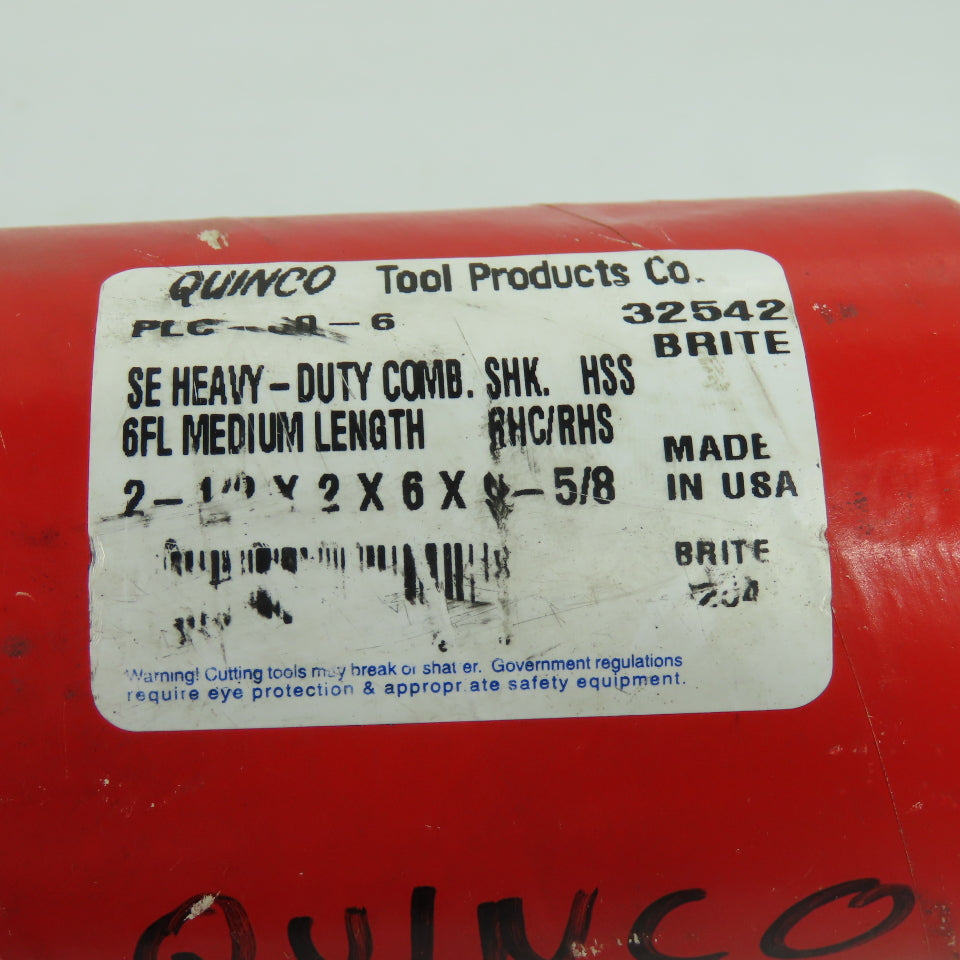 Quinco 32542 6 Flute Spiral End Mill 2-1/2" x 2" x 6" x 9-5/8" OAL Lead 13.525