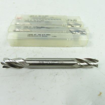 13055 Double Ended 4 Flute End Mill 3/8" x 3/8" x 3/4" x 3-1/2" OAL Lot Of 4