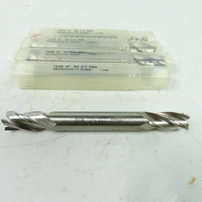 13055 Double Ended 4 Flute End Mill 3/8" x 3/8" x 3/4" x 3-1/2" OAL Lot Of 4