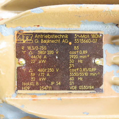 Kaeser 22kW AC Electric Motor 3530RPM 230/460V 3PH From Kaeser AS35