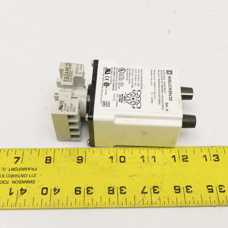 Square D 9050JCK56V20 On Delay Off Delay Timing Relay 0.1-10 Min 120/240V