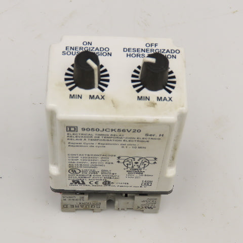 Square D 9050JCK56V20 On Delay Off Delay Timing Relay 0.1-10 Min 120/240V