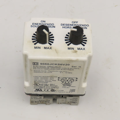 Square D 9050JCK56V20 On Delay Off Delay Timing Relay 0.1-10 Min 120/240V