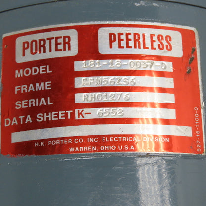 Porter Peerless 181-18-0057-0 DC Electric Motor DPM56ZS6 Frame 7/8" Shaft